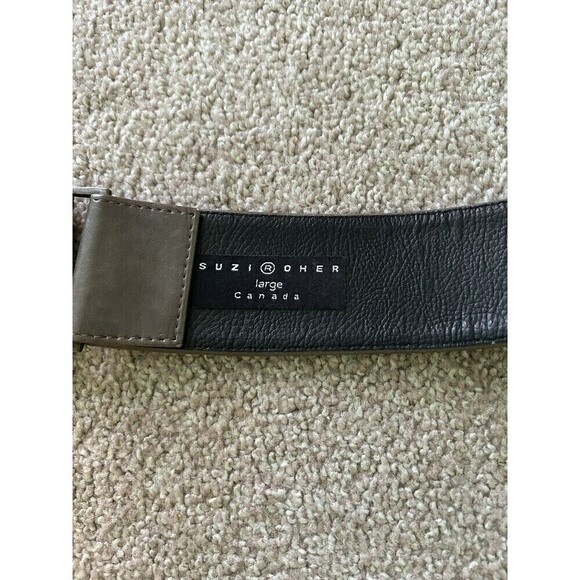 Vintage Suzi Roher‎ Metallic Leather Belt Antique Bronze Oversized Buckle Large main image 4